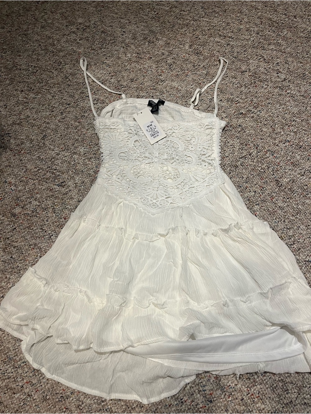 White Lace Bodice Spaghetti Strap Dress